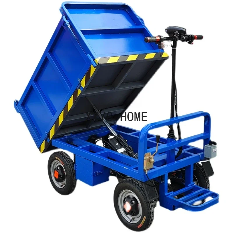 Electric Four-Wheel Self-Unloading Dumptruck Pull Cement Sand Hand Push Truck Farm Pull Truck