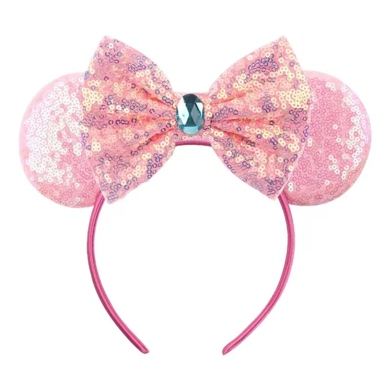 9.5 CM New Cute  Plain White Headband Glitter Mouse Ears Sequins Hair Bow For Girls Festival Women Party Hairband Kids Hair Acce