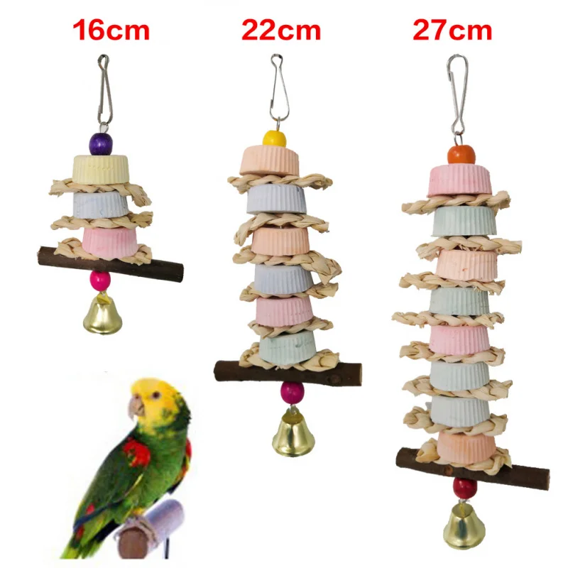 Parrot Calcium Supplementation And Bite Supplies Bird Toy Grinding Stone Bites String Straw Corn Skin Toys Apple Branch