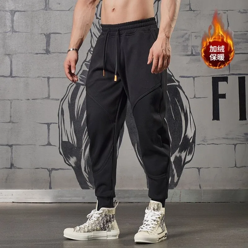 Men's Sports Trousers Heavyweight Autumn Winter Style Casual Sweatpants with Velvet Thickened Trousers