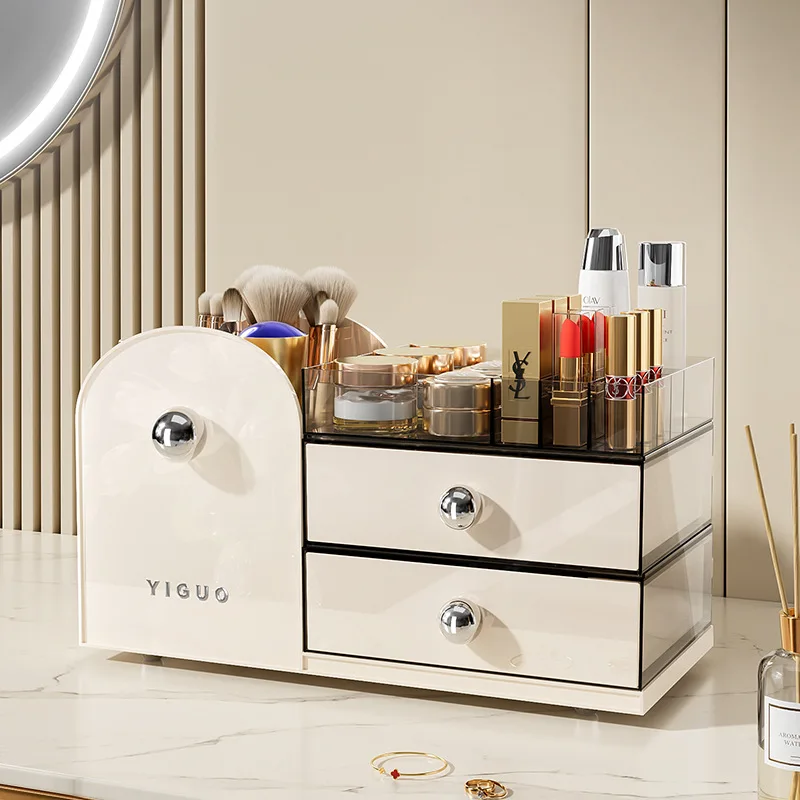 

Home 2 in 1 Cosmetics Jewelry Organizer Makeup Storage Box Table Layers Drawer-style Lotion Lipstick Storage Box Jewelry Storage