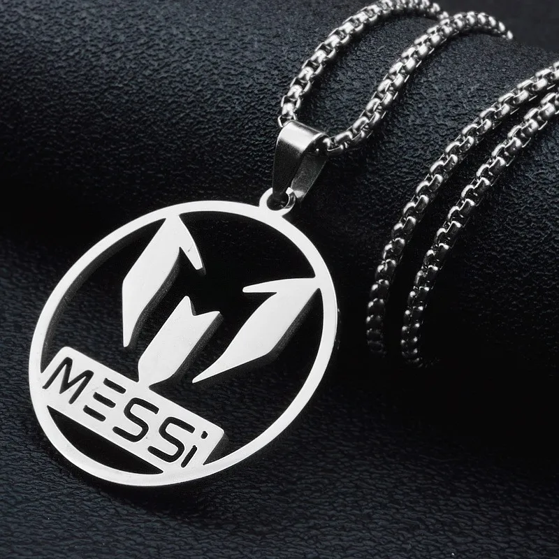 CR7 Messi Stainless Steel Necklace Football Soccer Star Cristiano Ronaldo Leo Messi Pendant Clavicle Charming Jewelry Set