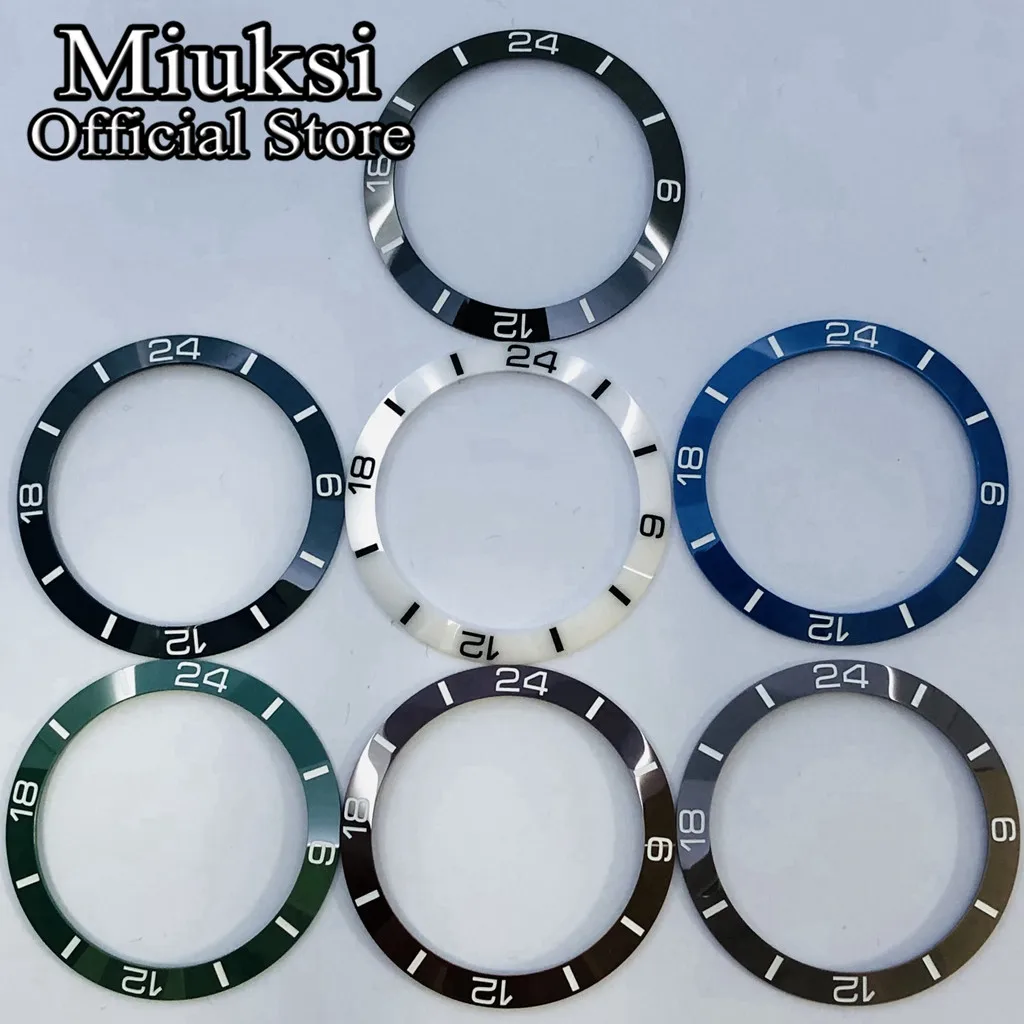 Miuksi high quality 38mm black blue green white brown ceramics bezel insert fit 40mm watch case