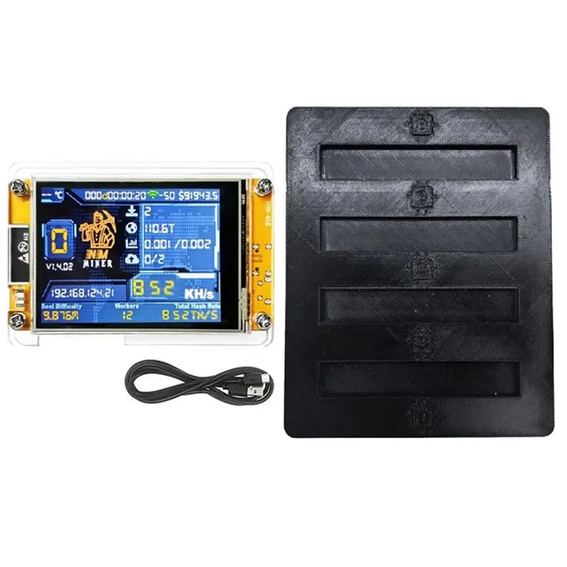 

ABXN-Nmminer Nerdminer 852KH/S: Майнер с обновленным ESP32, 2.8-дюймовым смарт-дисплеем для криптовалют и биткойн-майнинга, соло-лотерея, с подставкой