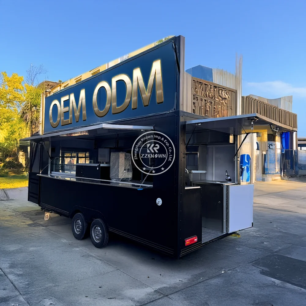 

Customized Food Truck Trailer, Trucks Full Kitchen Concession Food Trailer for Sale, Ice Cream Cart Hot Dog for Business