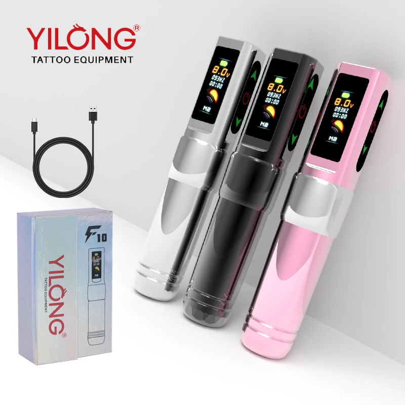 

YILONG F10 Беспроводная тату-машинка, роторная ручка для татуировки, оригинальный немецкий аккумулятор с двигателем, 1200 мАч, быстрая зарядка, ход 3,5 мм