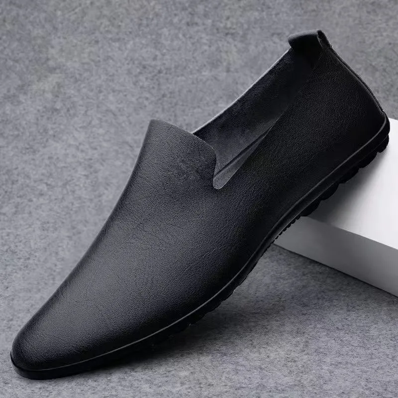 

Mens Loafers Handmade Cowhide Leather Shoes Luxury Business Casual Leather Shoes Moccasins Soft-Sole Driving Shoes Slip on Flats