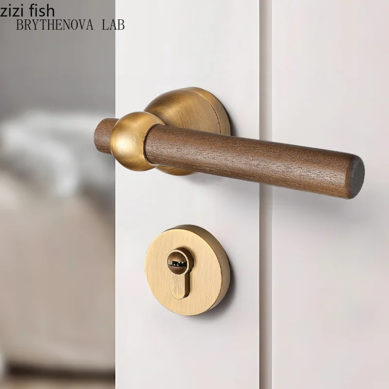 Walnut Door Lock Silent Door Lock Metal Doors Handle Accessories Hardware Simple Safety Wall Hooks Hardware