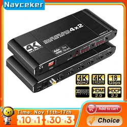 2026 4x2 Matrix-Switch-Splitter mit SPDIF und L/R 3,5mm HDR HDMI-kompatibler Switch 2x2 UnterstÞtzt HDCP 2.2 ARC 3D 4K@60Hz fÞr PS5