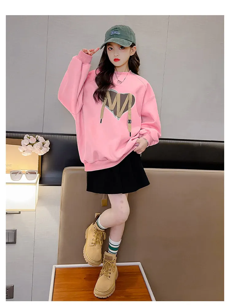 Sweatshirt für Kinder Herbst 2026 Neue Freizeitkleidung Sportbekleidung Schulmädchen Khaki Rosa Sweatshirt 5 7 8 9 12 13 14 Jahre Kinderkleidung – Detail 11