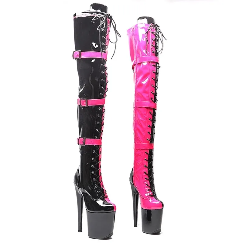 

LAIJIANJINXIA New 20CM/8Inch PU Upper Women's Platform Party High Heels Modern Over The Knee Boots Pole Dance Shoes 230