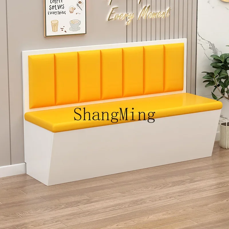 

FG solid wood home restaurant sofa stool milk tea shop dessert coffee restaurant against the wall soft bag