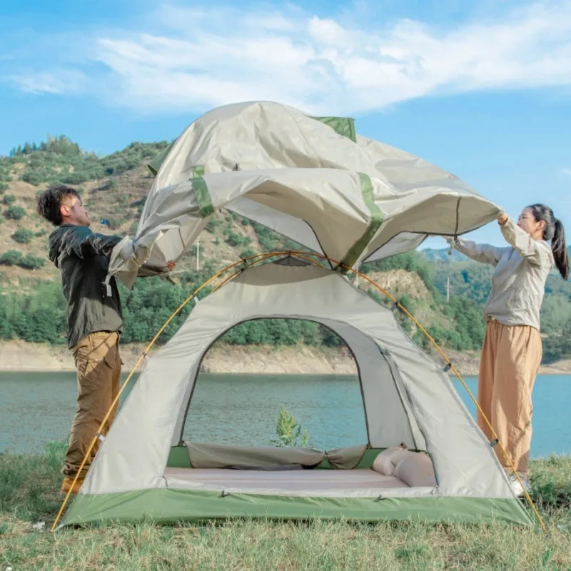 Imagem -02 - Double Layer Camping Espessado Rainproof Tent Impermeável e Impermeável Casal Praia Protetor Solar Anti-mosquito Tenda ao ar Livre 34 Pessoas Novo 2024