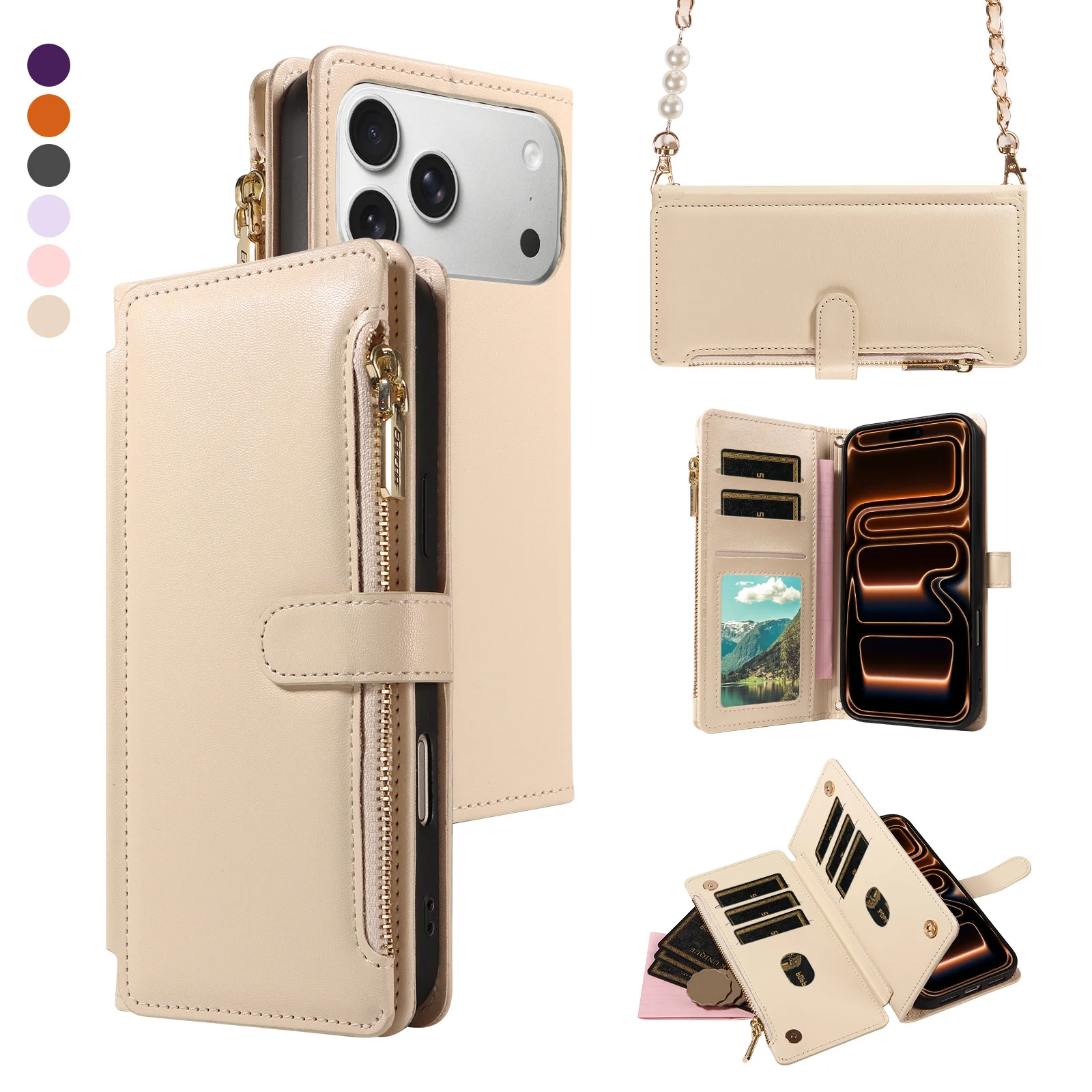 PU Leather Phone Case for Samsung Galaxy S26 S25 S24 23 S22 S21 S20 Plus FE Ultra Edge Magnetic Button Closure，Wallet