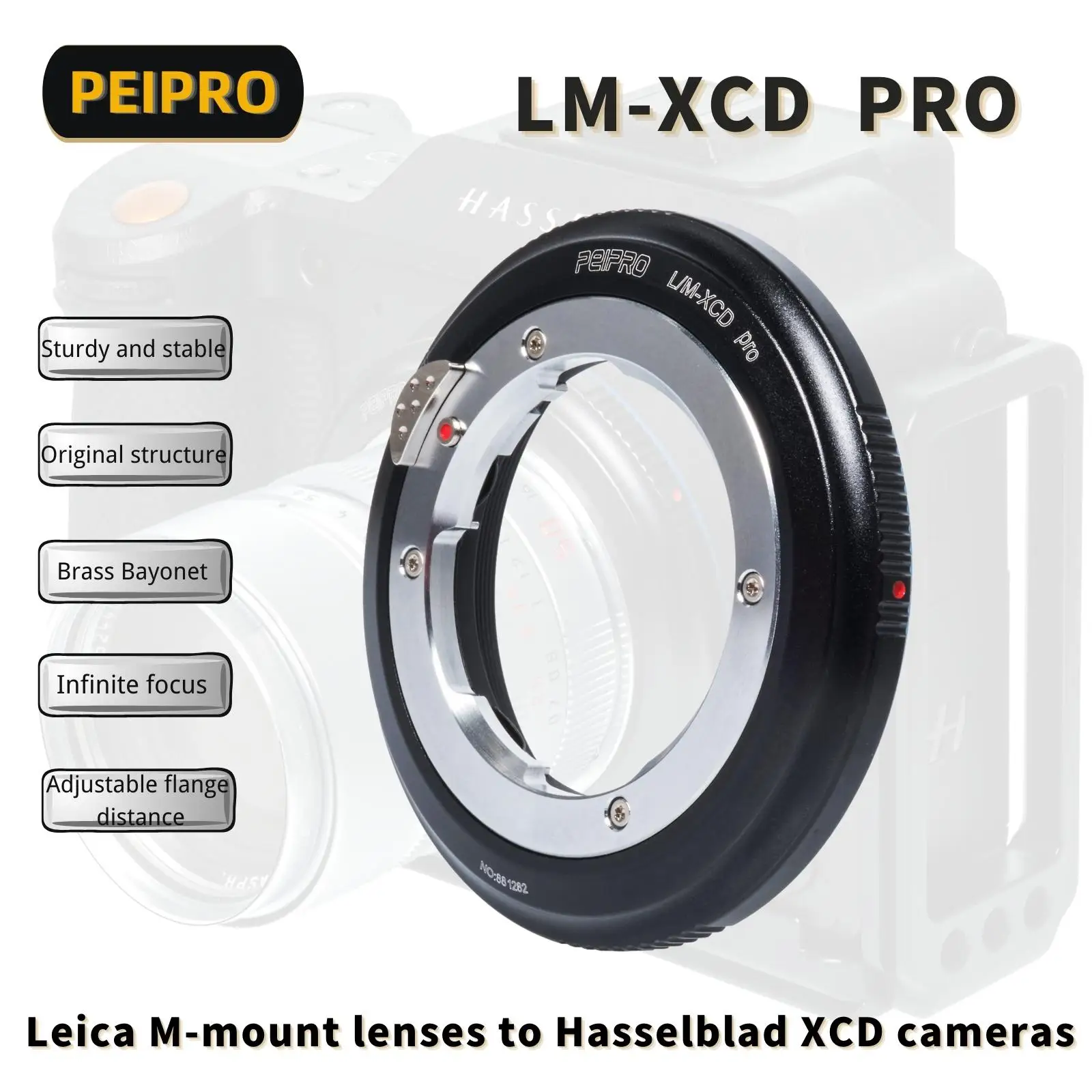 PEIPRO LM-XCD Lens Adapter Converter  for LEICA M  Lens to HASSELBLAD X2D/X1D/X1DⅡ/907 mount  Cameras