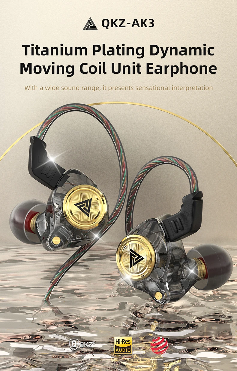 QKZ AK3 FiLe Kabelgebundener Kopfhörer mit Mikrofon, HiFi-Musikmonitor, Bass-Kopfhörer, Geräuschunterdrückendes Headset für Sport und Gaming – Detail 2