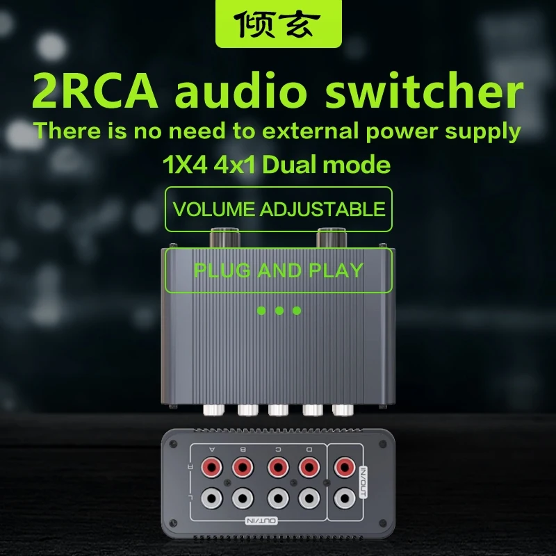 

2 rcal stereo headphones jack plug socket female connector audio switcher 4 in 1 amplifier speakers 1 in 4 out selector two way