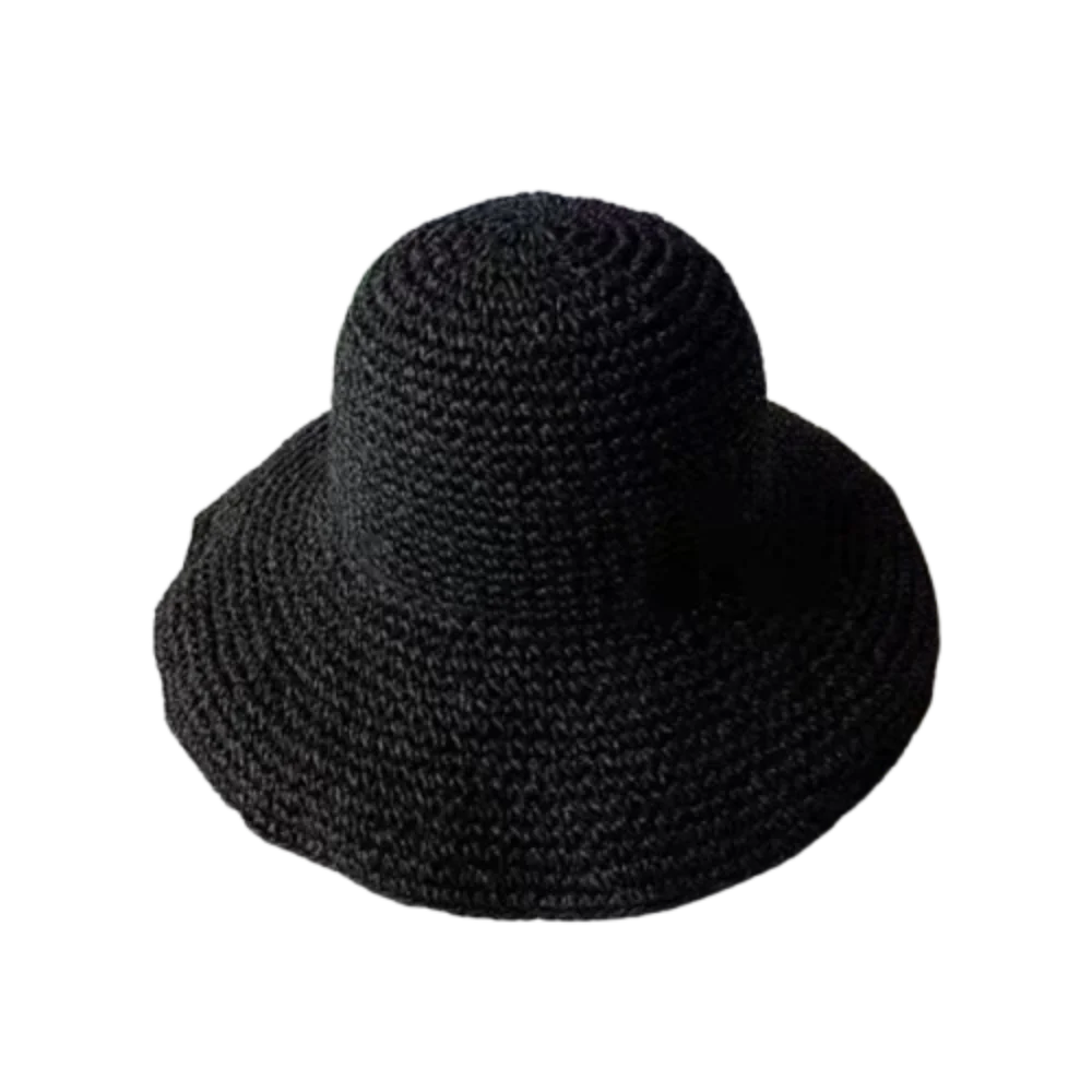 

Simple Solid Color Beach Sun Hat Korean Style Hiking Cap Crochet Straw Hat Casual Anti-UV Summer Bucket Hat Famale
