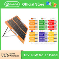 FF Flashfish 18V 60W Foldable Solar Panel Portable Solar Charger with DC Output USB-C QC3.0 for Phones Tablets Power Station