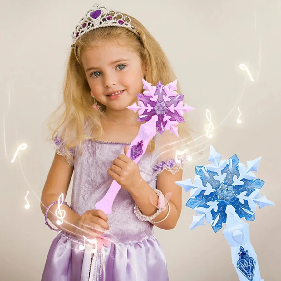 1pcs Children'S Magic Wand Toy For Daughter Christmas Birthday New Year'S Gift, Electric Luminous Music Princess Cane Xmas Dress