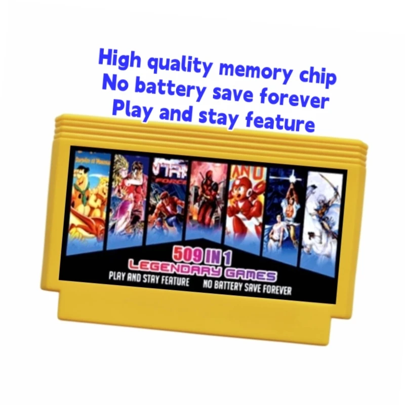 509 in 1 Legendary Games 60Pins Game Cartridge for FC Console Video Games 1024M Bit Flash Chip In Use Game Card