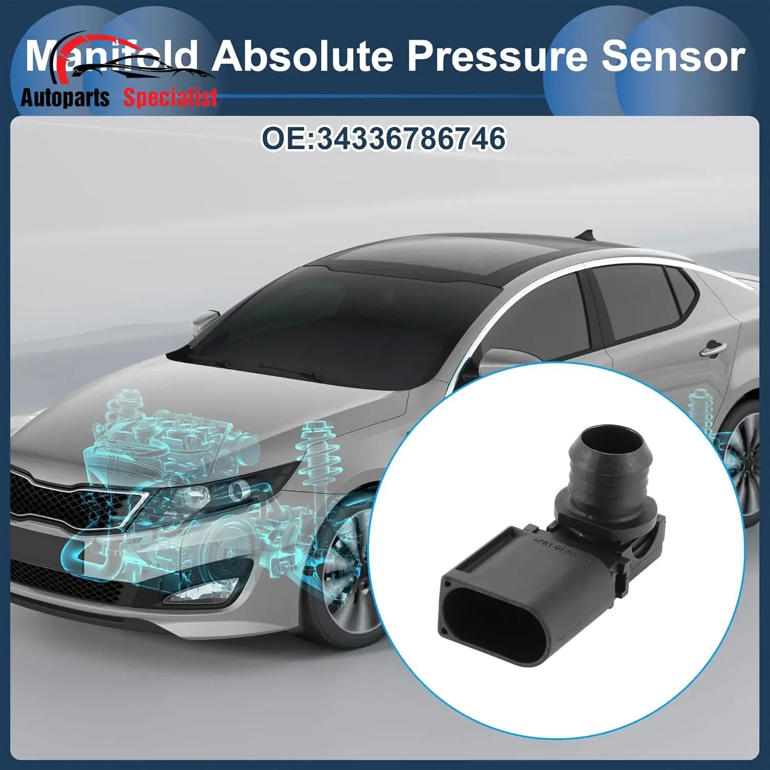 

34336786746 3Pins Power Brake Booster Vacuum Sensor For BMW 1 3 5 7 X1 Z4 E81 E87 E90 E93 F10 Mini Clubman R55 R56 R60