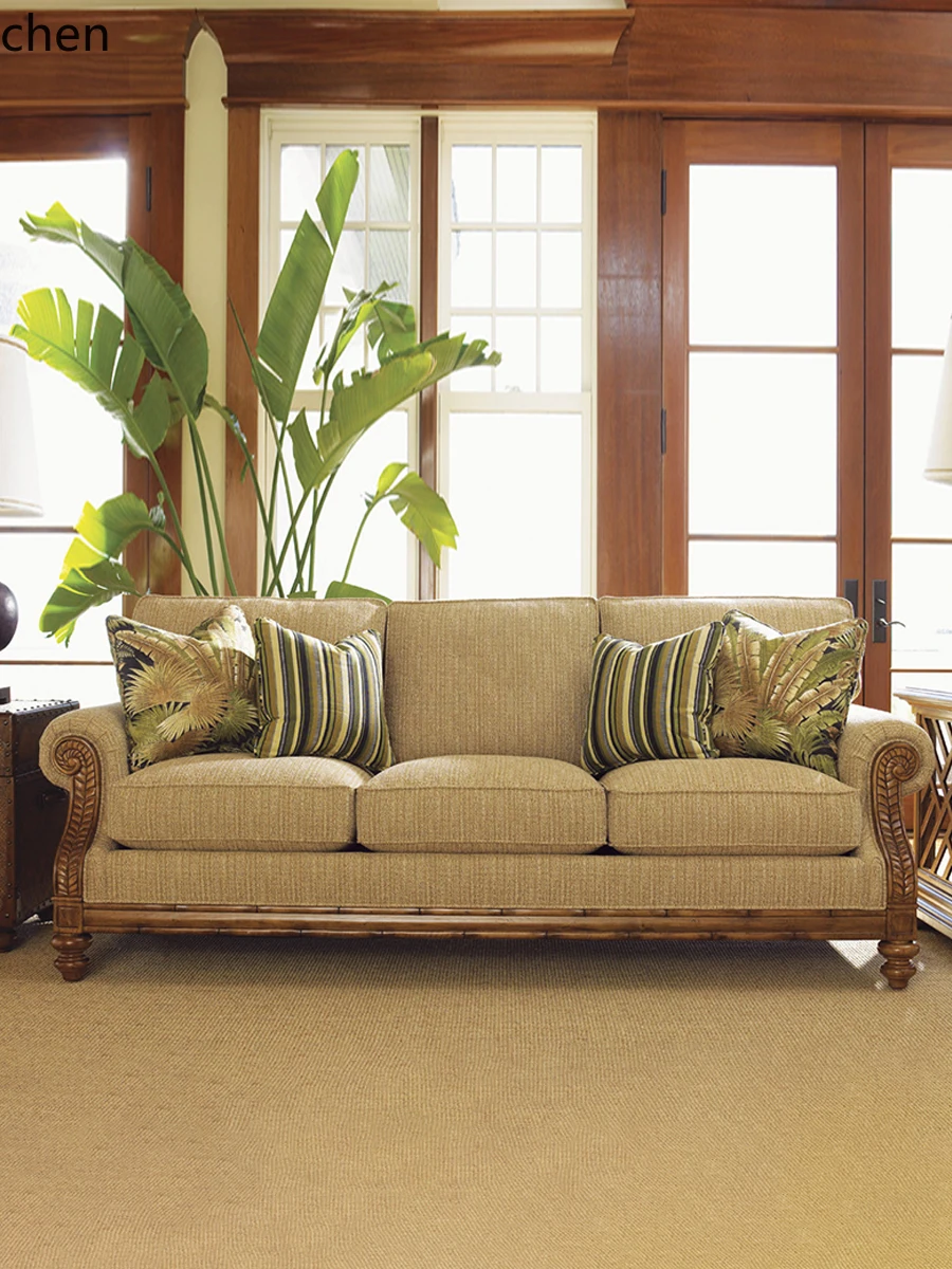 HXL Solid Wood Fabric Sofa Single and Three-Seater Combination Living Room Sofa Chair