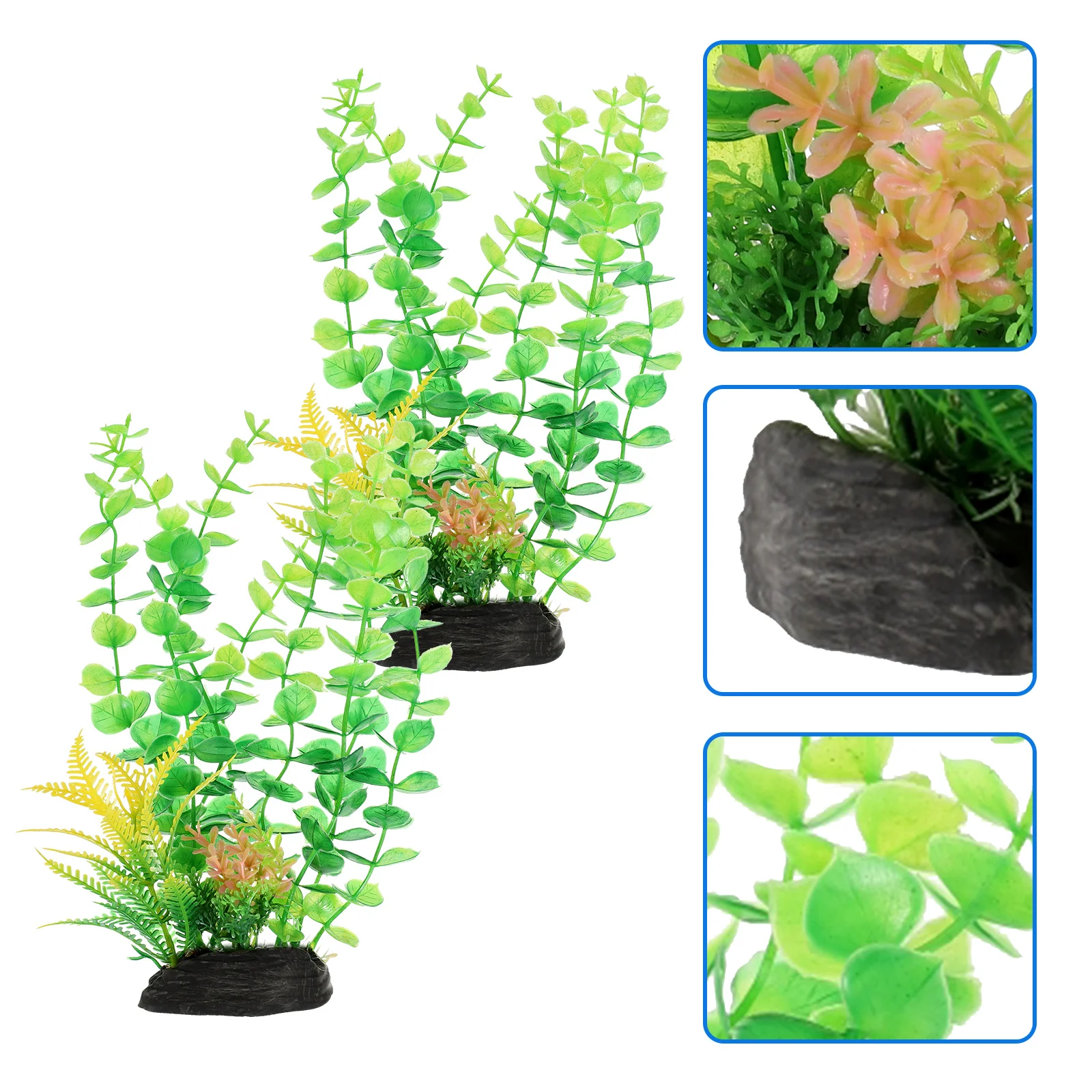 

2Pcs Vivid Aquarium Plant Artificial Fish Tank Grass Decorative Faux Wear Resistant Replaceable Fish Tank Accessories Safe