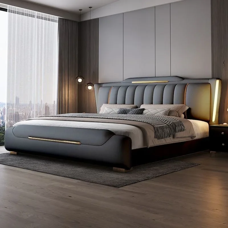 frames queen size Double beds home luxury modern king Two persons sofas Double beds lit intelligent moveis bedroom furniture