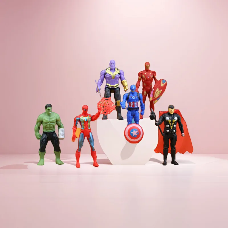 

6pcs Marvel Anime Avengers PVC Model Spider-Man Hulk Iron Man Desktop Decoration Superhero Birthday Gift Toy