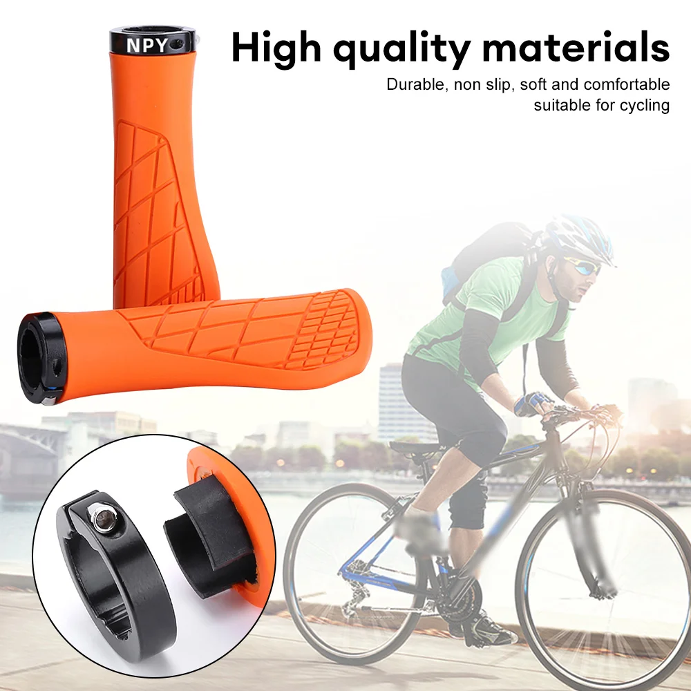 Antiderrapante Mountain Bike Handlebar Grip, Borracha macia, Anti-Skid, Bloqueáveis apertos de bicicleta, Peças de bicicleta, Confortável, 1 par