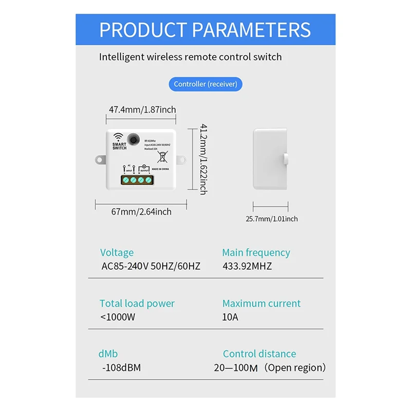 ABKQ-3X Wireless Light Wall Switch RF 433Mhz Relay Receiver With 1X1gang Panel Switch LED Remote Control For LED Lamp