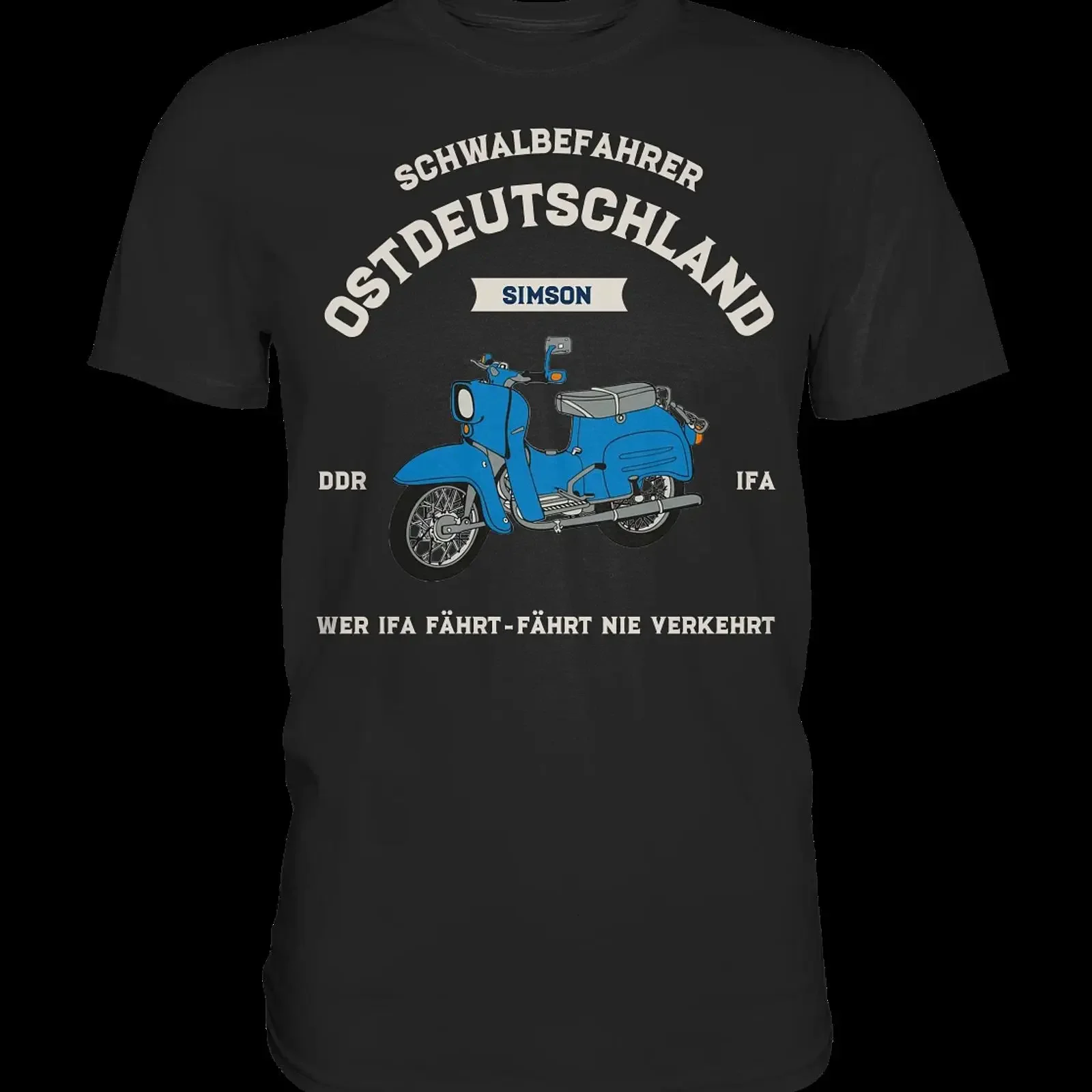 Simson Schwalbe Fun IFA VEB DDR Ostdeutschland Ossi Suhl Premium T Shirt vintage Washed streetwear Soft homme Stretched