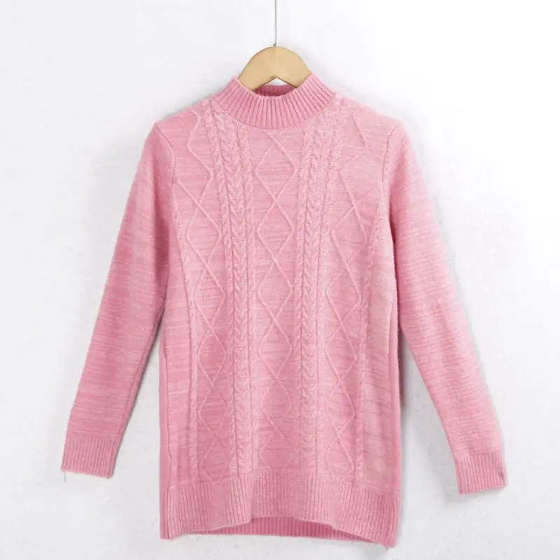 Maglione lavorato a maglia di colore misto f Collo alto Autunno Inverno Caldo interno Twist Tessuto Elastici Donna Faion Commute Sle