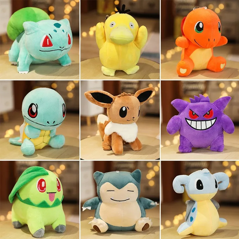 

Аниме Покемон Пикачу плюшевые игрушки брелок Charmander Bulbasaur Mew Snorlax Eevee Bulbasaur Psyduck детская кулон кукла подарок