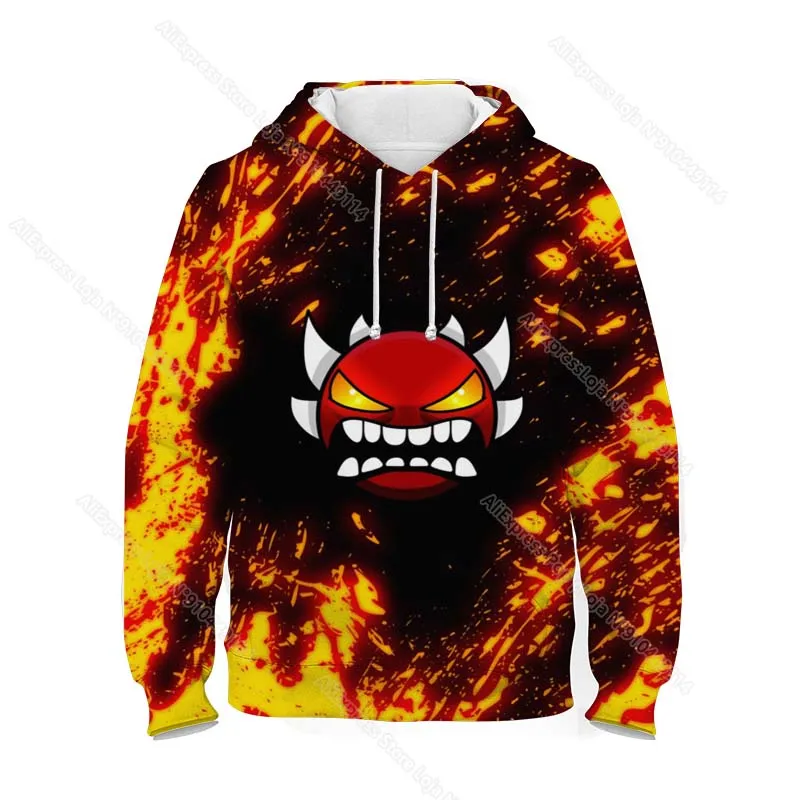 Kids Angry Geometry Dash 3D Print Hoodies Boys Girls Cartoon Anime Sweatshirts Tops Children Casual Pullovers Outwears Sudadera