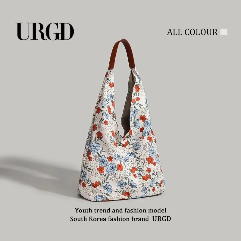 

Новинка 2024 года, холщовая большая сумка с цветочным принтом, женская большая сумка через плечо Capaci, повседневная художественная сумка подмышки, милая женская сумка в стиле ретро