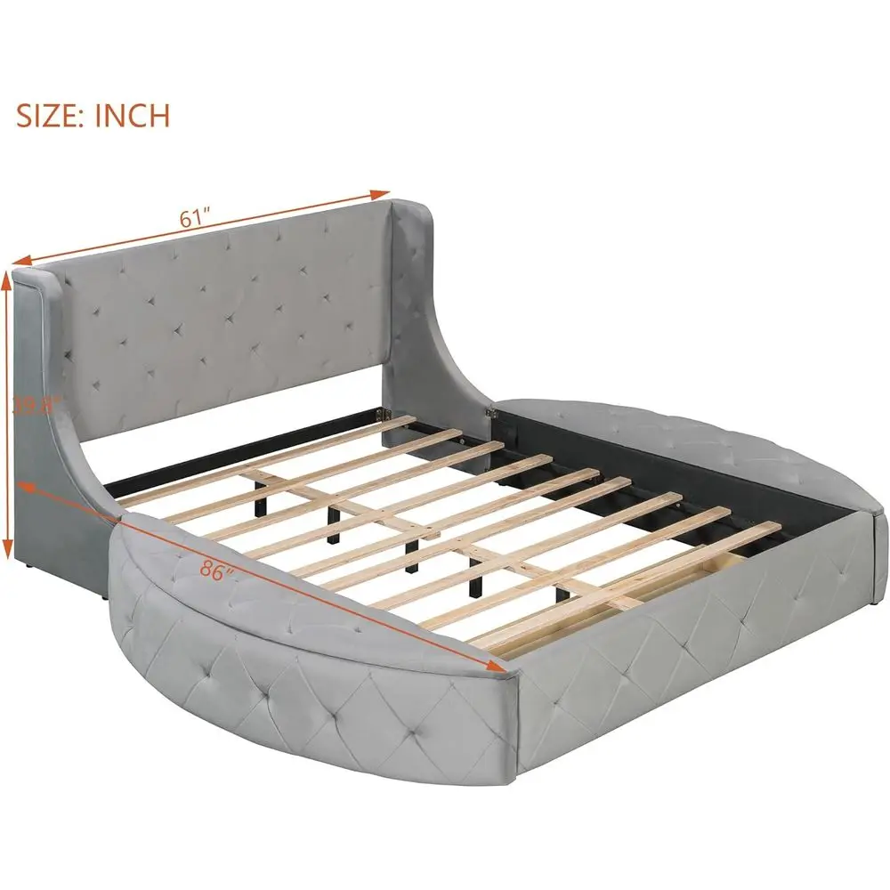Grey Velvet Storage Bed 2