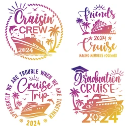 4Pack 2024 Cruise ship Design Iron-on Transfers For Clothing DIY A-Level Washable T-shirts Thermal Sticker Patches Appliqued