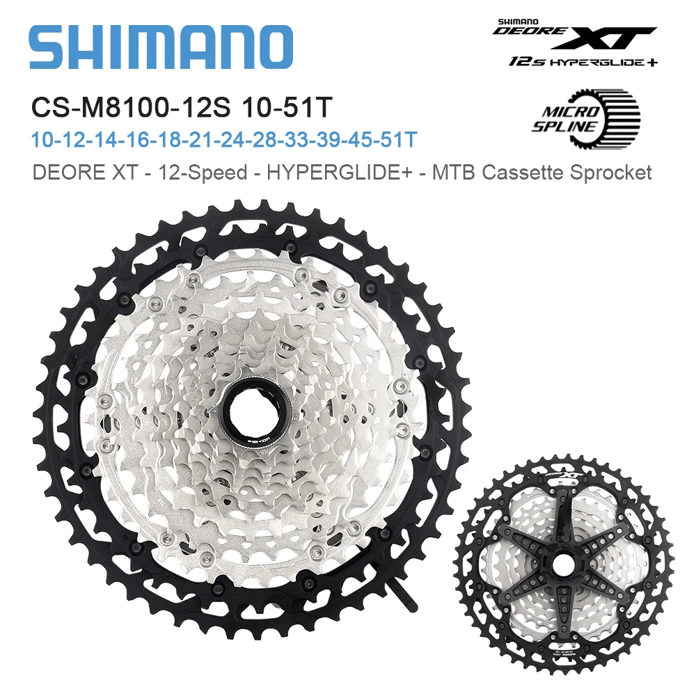 Shimano XT SLX Deore M8100 M7100 M6100 12 Speed Mountain Bike Flywheel 12V K7 12S Sprocket 10-51T Micro Spline Cassette