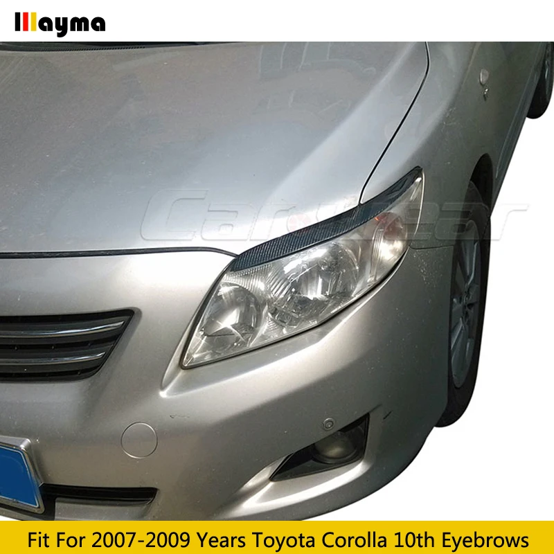 Carbon Fiber Headlight Cover Eyelid Eyebrows For Toyota Corolla 10th 2007 - 2009 Fiber Glass FRP Front Light Decorative Sticker