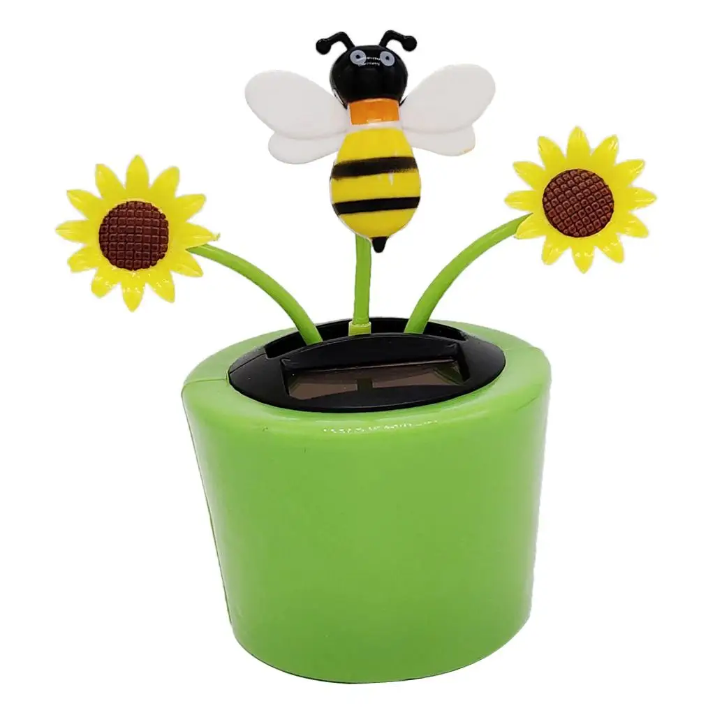 Maceta verde alimentada por energía Solar y planta oscilante de abeja, adorno de muñeca para salpicadero de coche, decoración del hogar