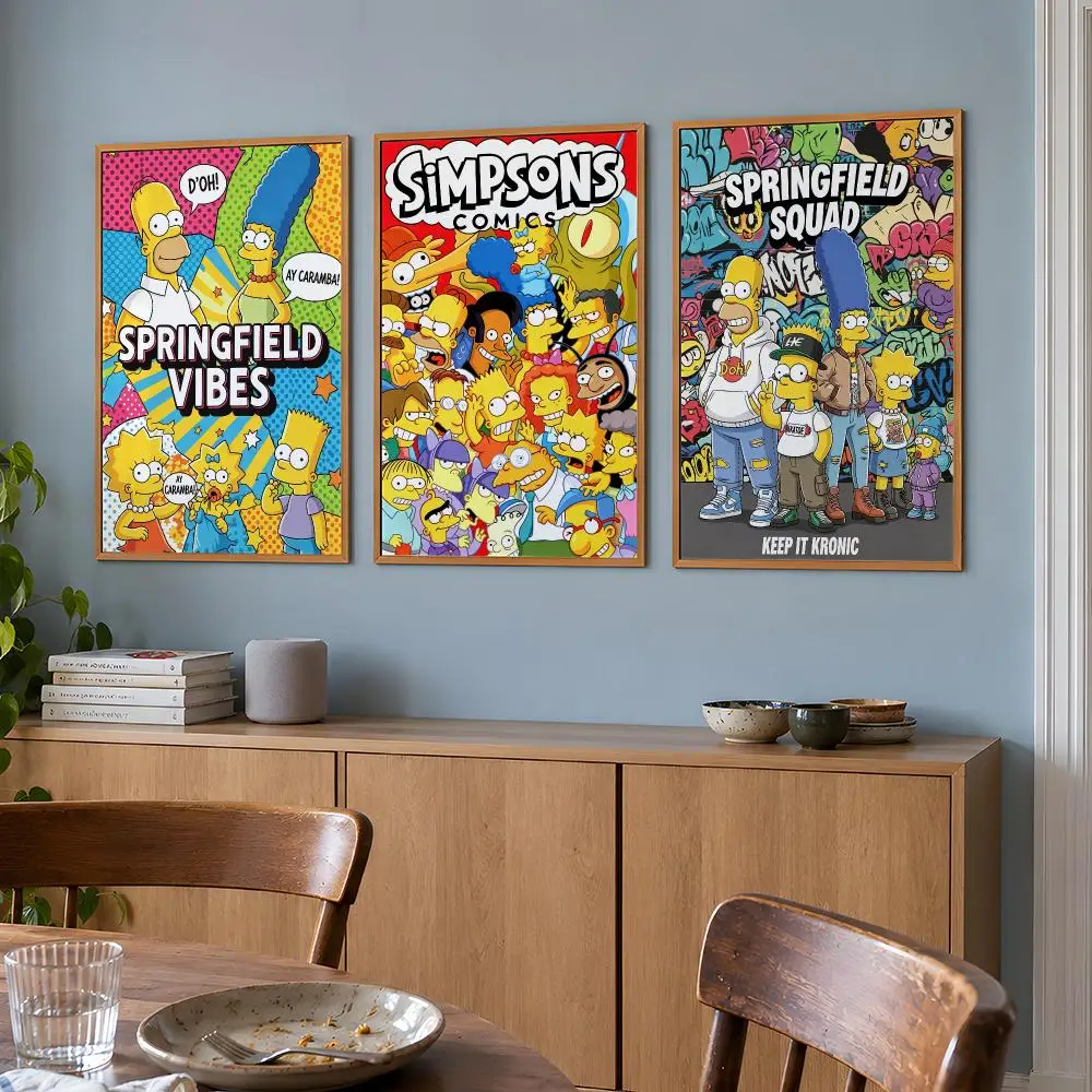 Animation The Simpsons Homer Bart Lisa Poster Wall Art Print HD Aesthetic Artwork Waterproof Printing For Fans Home Decor Gift