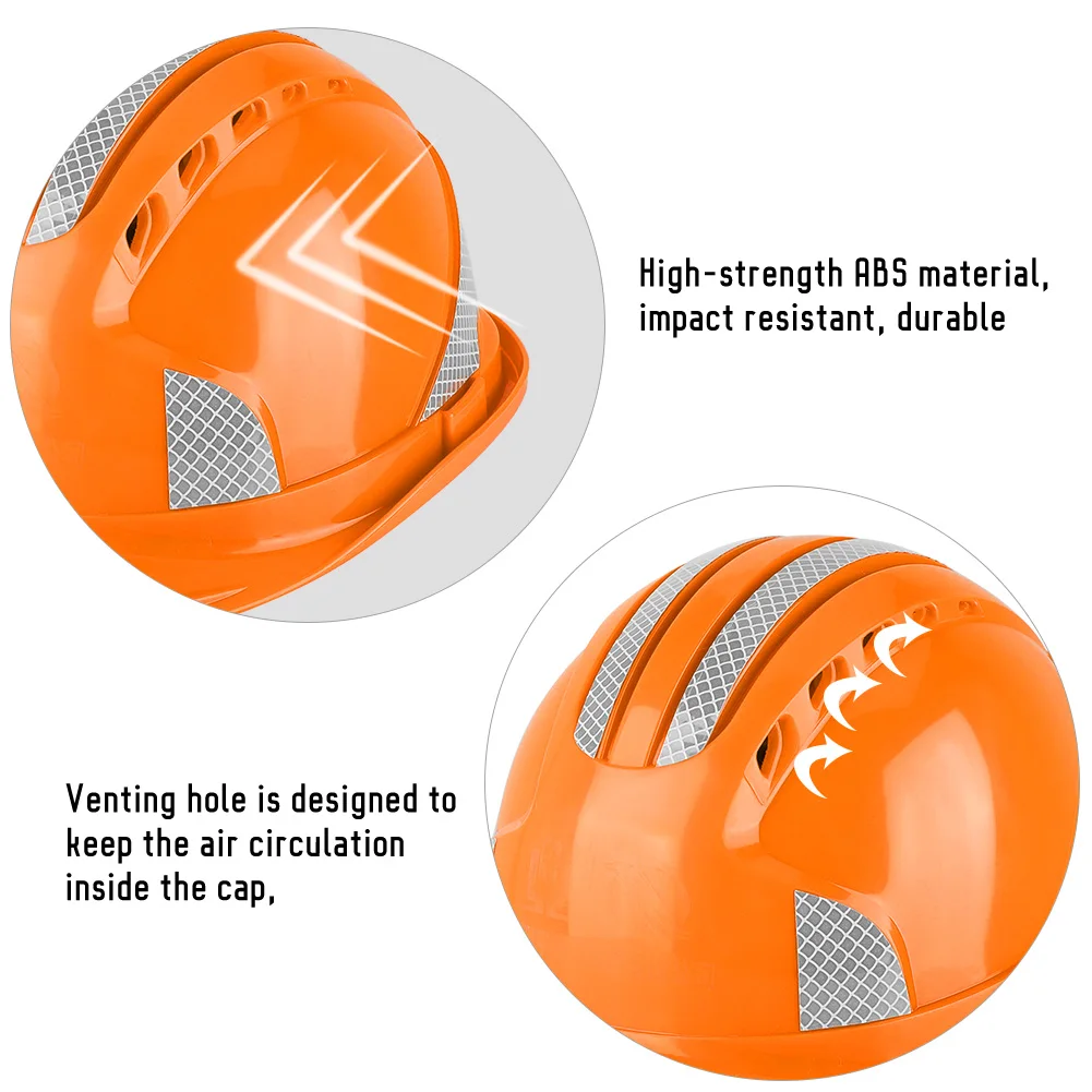 ZK40 Nakładka ochronna na plac budowy Wentylowany kask ABS Kask ochronny z odblaskowym paskiem (pomarańczowy)