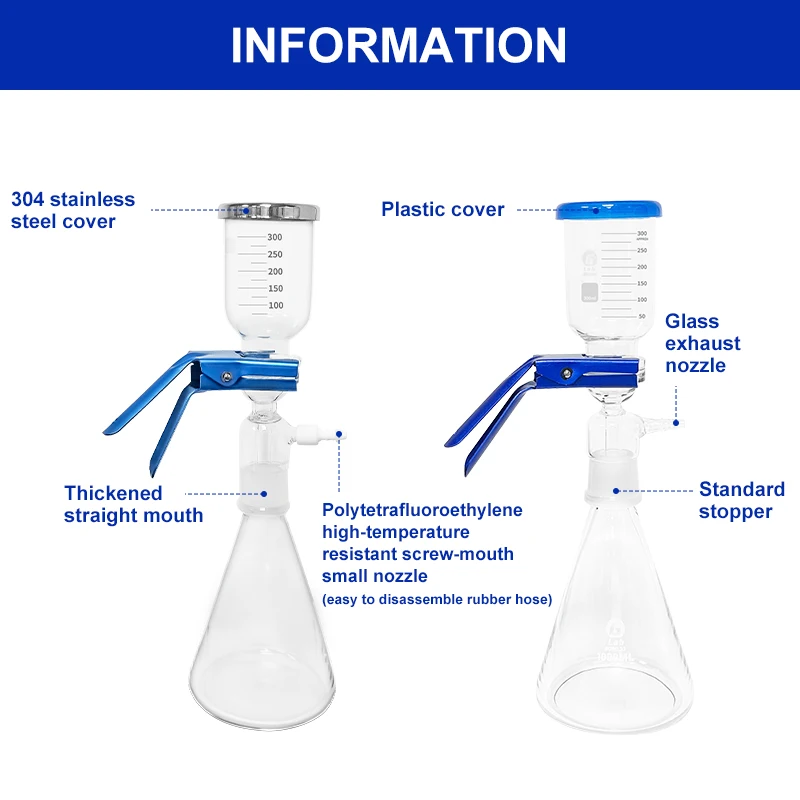 WESTTUNE Laboratory Vacuum Filtration Apparatus 250/500/1000/2000/3000ml Glass Filter Sand Core Liquid Solvent Membrane Filter