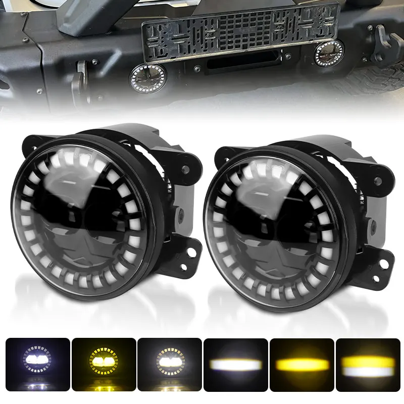 

4-дюймовые светодиодные противотуманные фары DRL, противотуманные фары для Jeep Wrangler JK Grand Cherokee Dodge Journey Magnum Charger Chrysler 300