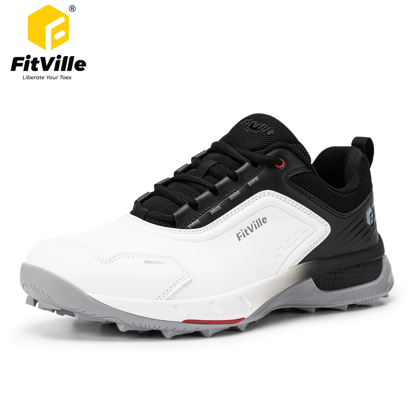 FitVille Extra Wide Toe Men's Golf Shoes Luxury Brand Non-slip Spikeless Golfing Shoes for Men Sports Sneakers Water reppellent