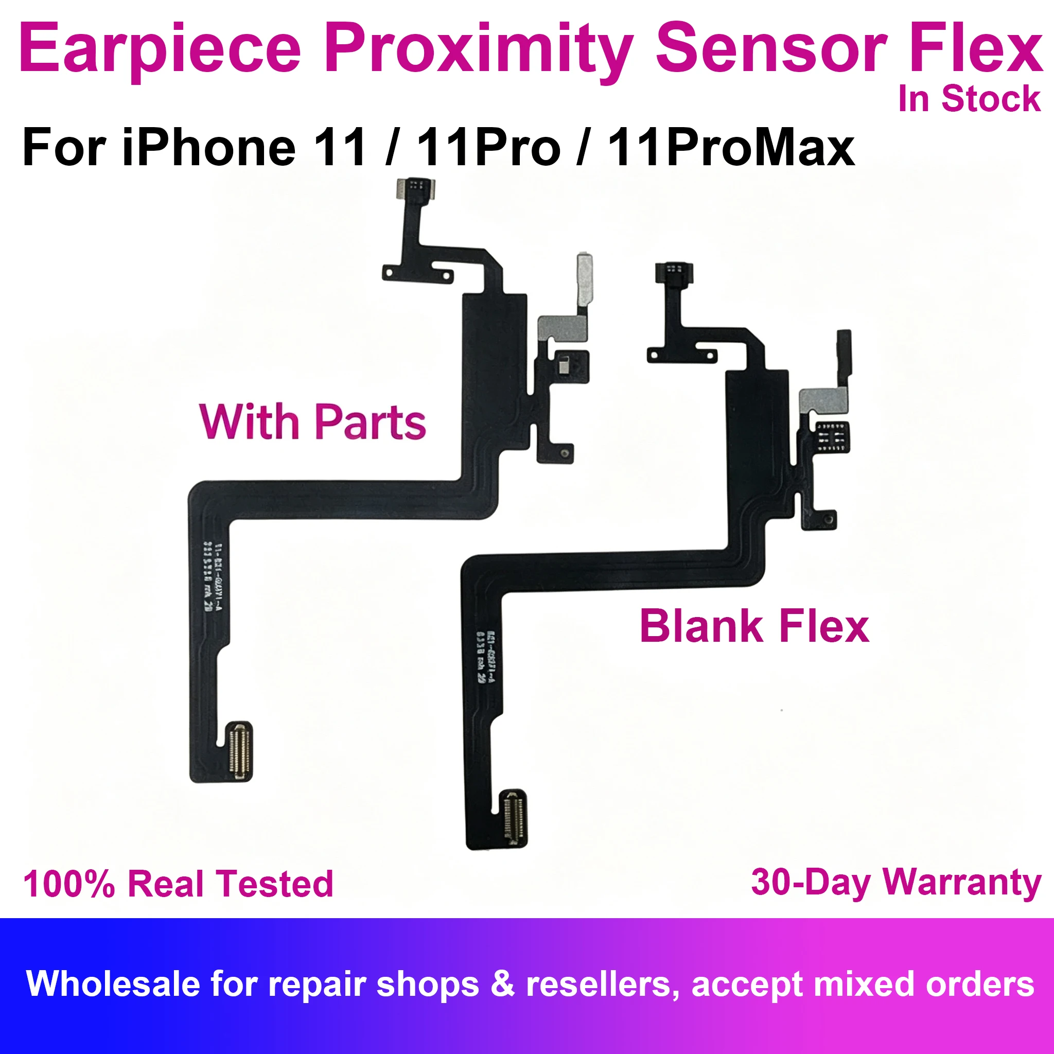 Earpiece Proximity Sensor Blank Flex Cable for iPhone 11 Pro Max No Ear Speaker Replacement Repair Parts Fix Sound With Mic