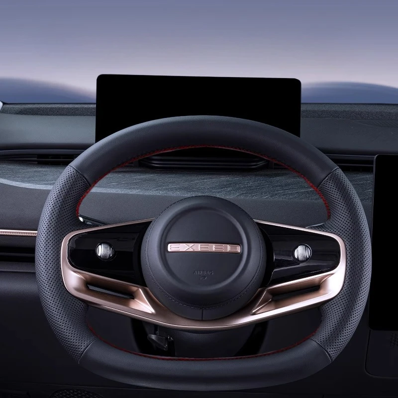 DIY بها بنفسك اليد مخيط المضادة للانزلاق تنفس الجلود غطاء عجلة القيادة التفاف ل EXEED LX STERRA ET/ES 2024 اكسسوارات السيارات الداخلية