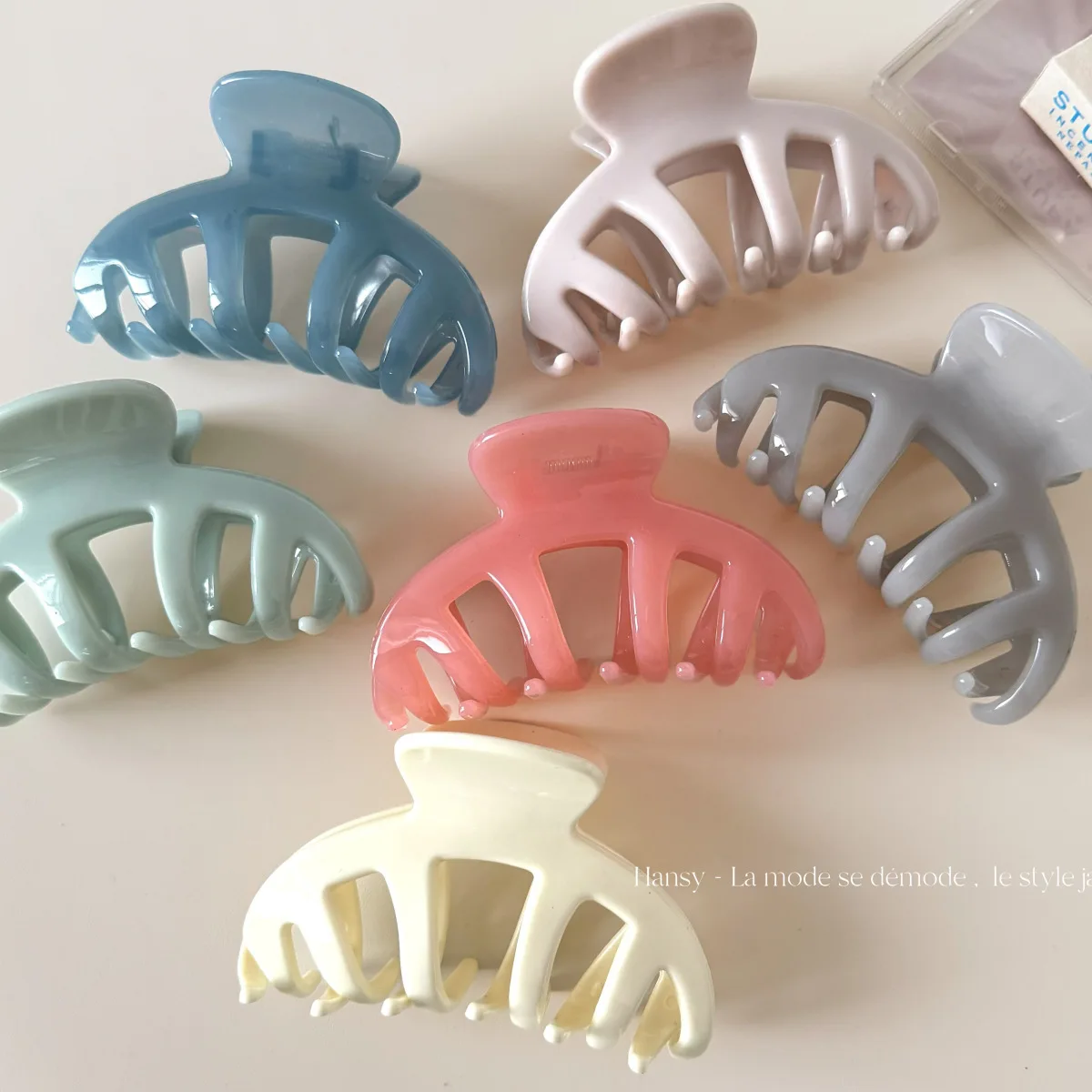 Korean Woman Vintage Elegant Pumpkin Half-circle Plastic Hair Claws Ladies Barrettes Hair Clips Girls Senior Hair Accessories